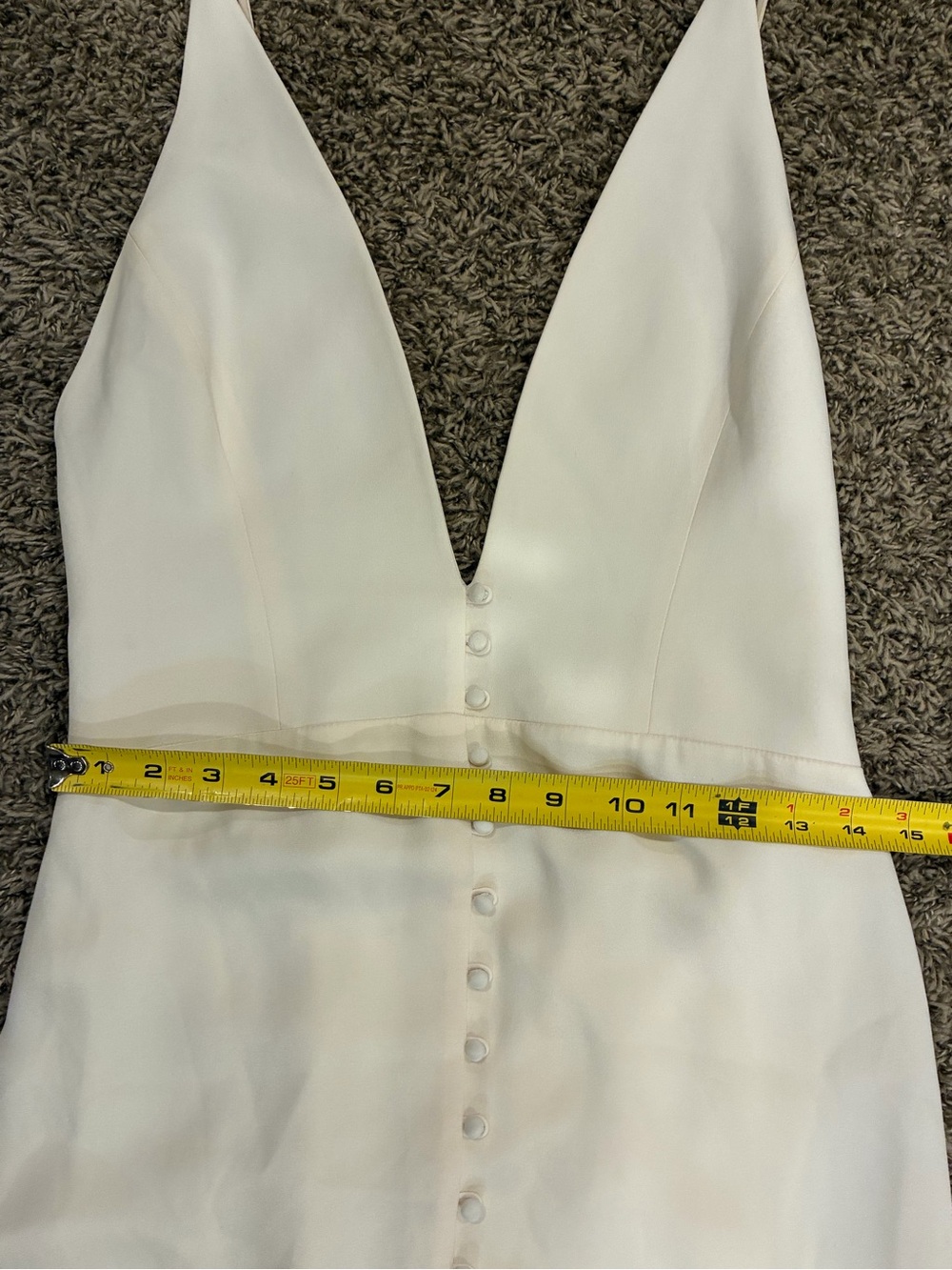 Alexandra Grecco Ivory V-Neck Bridal Gown Button Front 20's inspired Silhouette - Picture 5 of 15